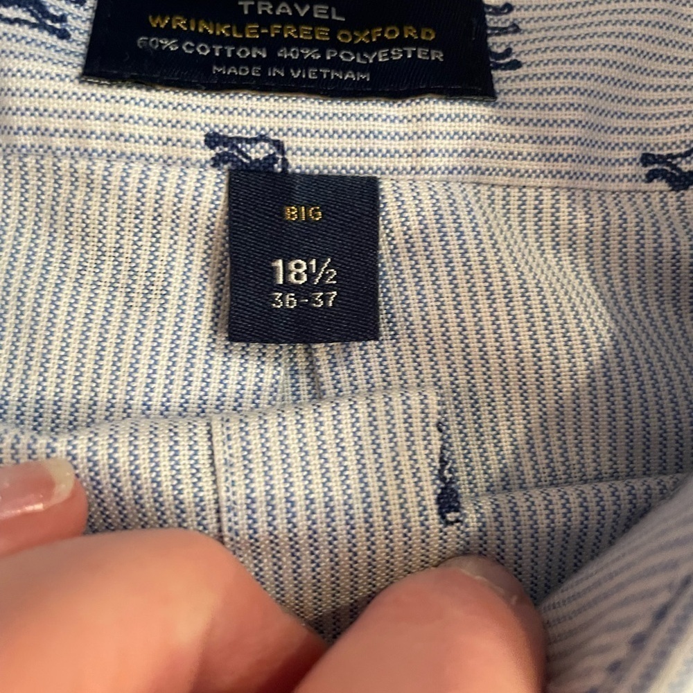 Stafford Travel Oxford Light Blue 18.5 Wrinkle Free Bulldog - Picture 8 of 9